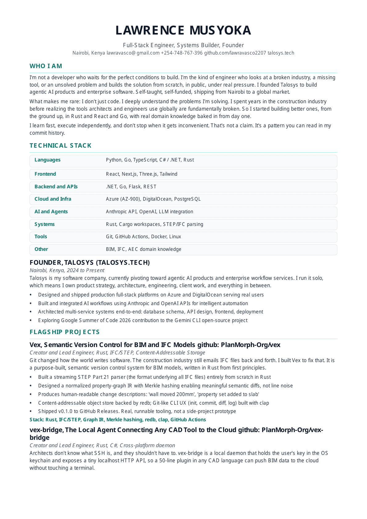 Lawrence Musyoka resume page 1